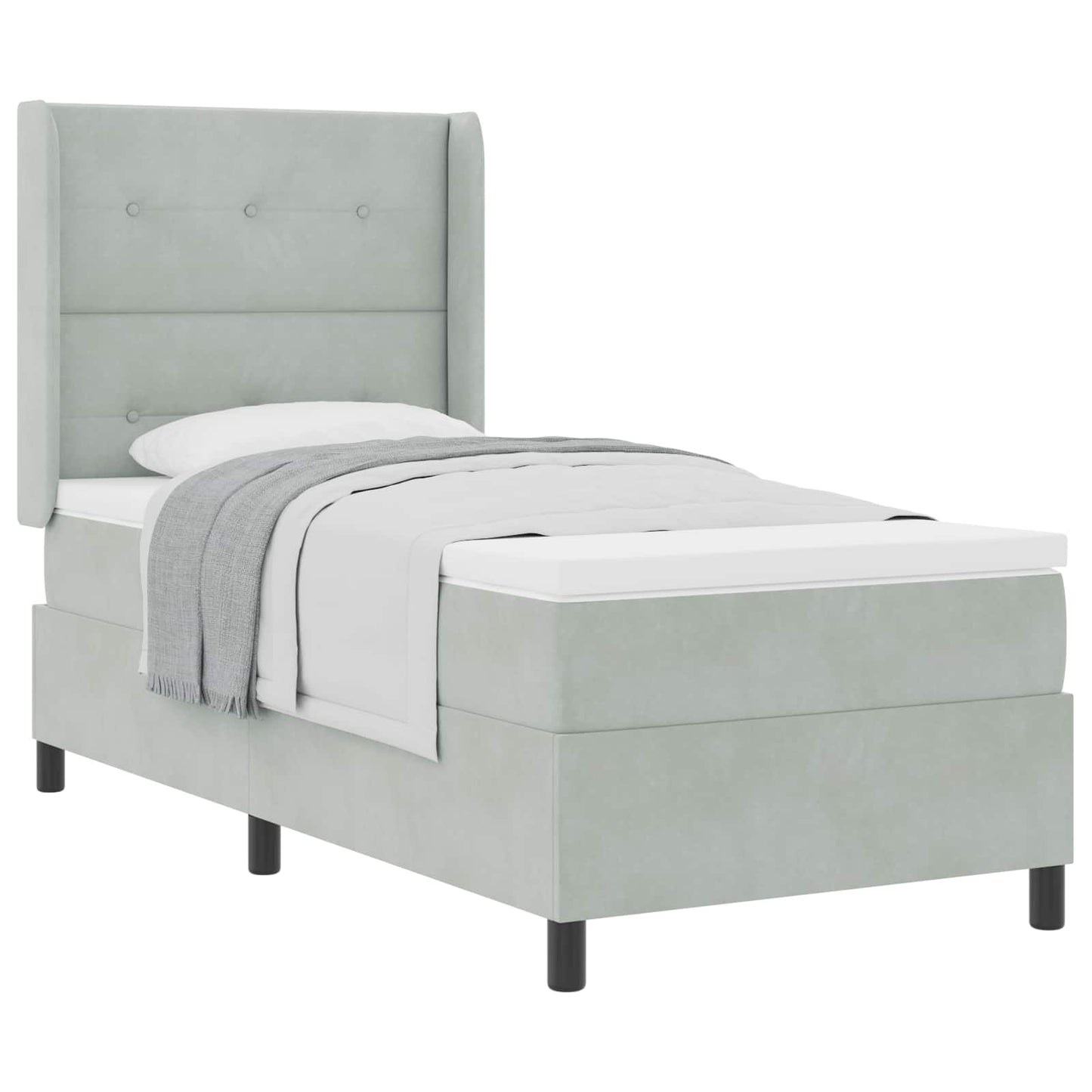 Letto a molle con testiera Grigio chiaro 80 x 200 cm Velluto | homemem39