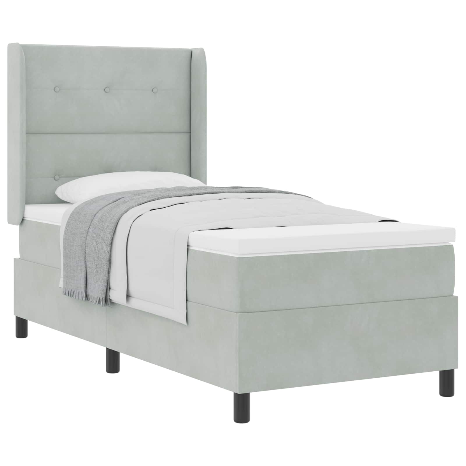 Letto a molle con testiera Grigio chiaro 80 x 200 cm Velluto | homemem39