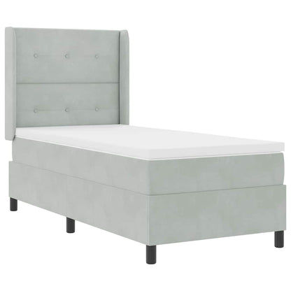 Letto a molle con testiera Grigio chiaro 80 x 200 cm Velluto | homemem39