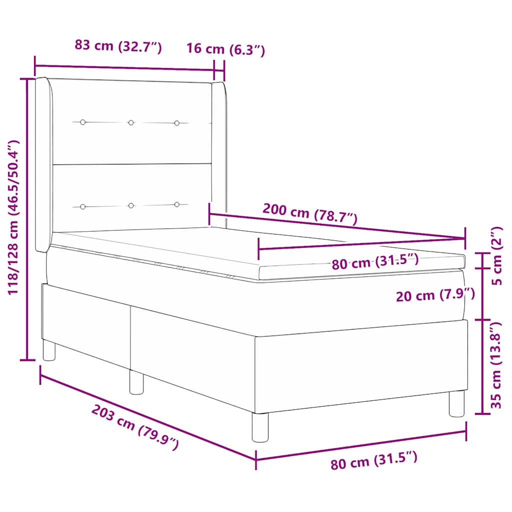Letto a molle con testiera Blu 80 x 200 cm Velluto | homemem39