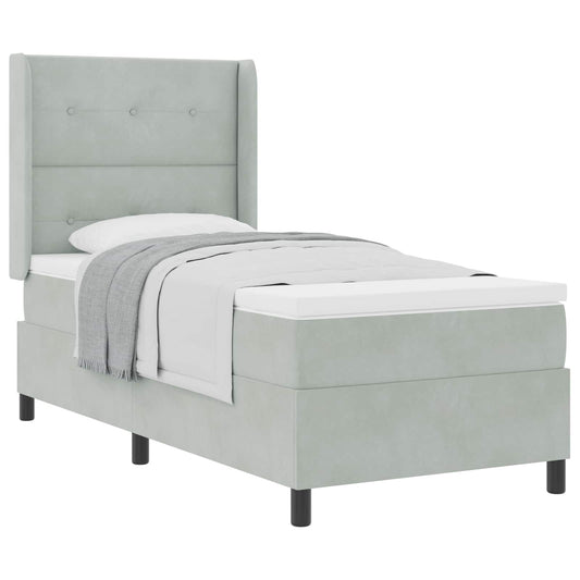Letto a molle con testiera Grigio chiaro 90 x 190 cm Velluto | homemem39