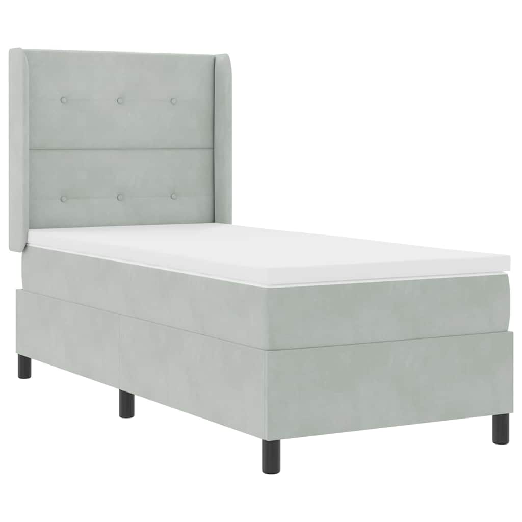 Letto a molle con testiera Grigio chiaro 90 x 190 cm Velluto | homemem39