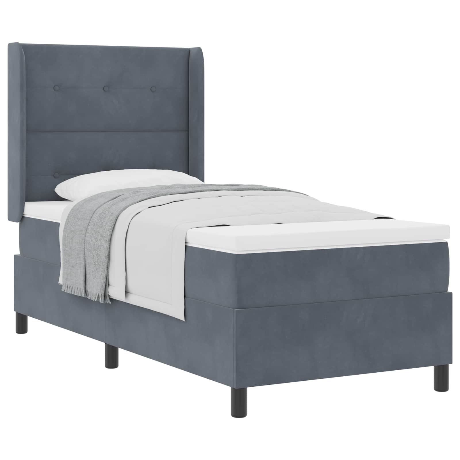 Letto a molle con testiera Grigio scuro 90 x 190 cm Velluto | homemem39
