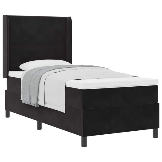 Letto a molle con testiera Nero 90 x 190 cm Velluto | homemem39