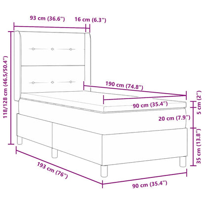 Letto a molle con testiera Nero 90 x 190 cm Velluto | homemem39