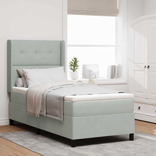 Letto a molle con testiera Grigio chiaro 90 x 200 cm Velluto