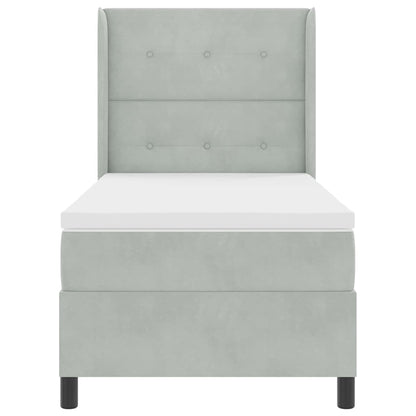 Letto a molle con testiera Grigio chiaro 90 x 200 cm Velluto | homemem39
