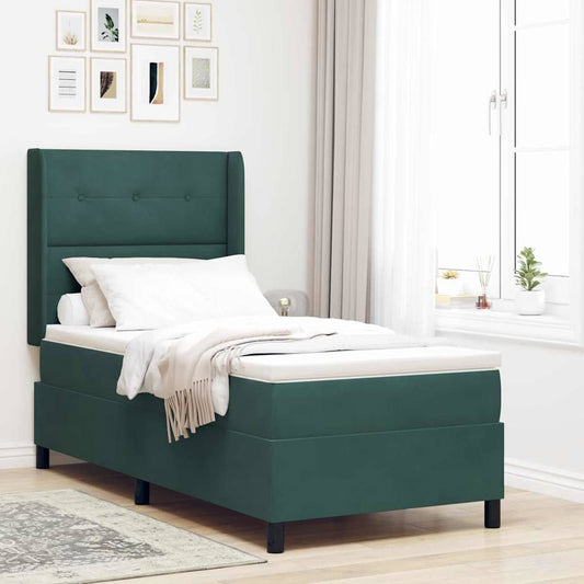 Letto a molle con testiera Verde Scuro 90 x 200 cm Velluto | homemem39