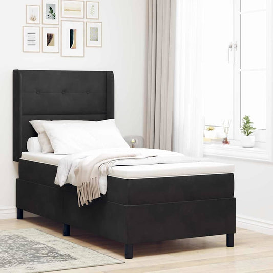 Letto a molle con testiera Nero 100 x 200 cm Velluto | homemem39