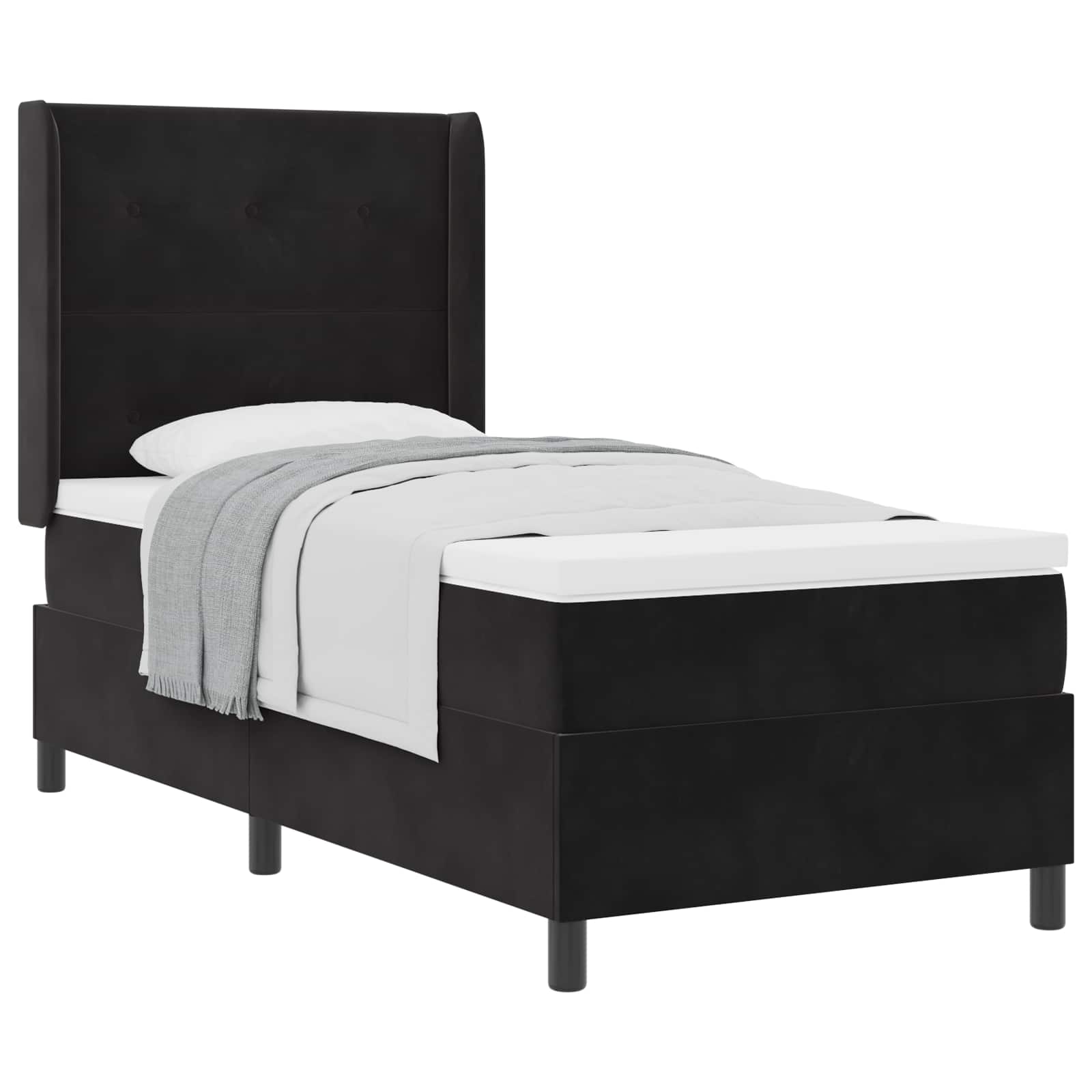Letto a molle con testiera Nero 100 x 200 cm Velluto | homemem39