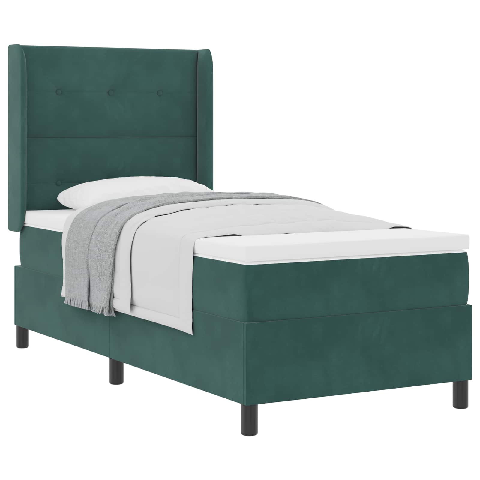 Letto a molle con testiera Verde Scuro 100 x 200 cm Velluto | homemem39