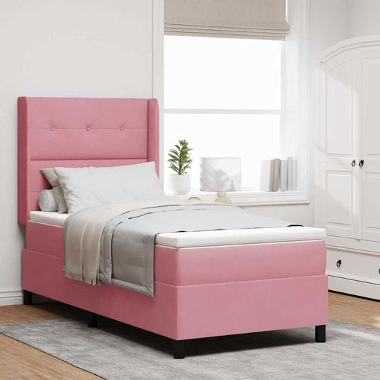Letto a molle con testiera Rosa 100 x 200 cm Velluto | homemem39
