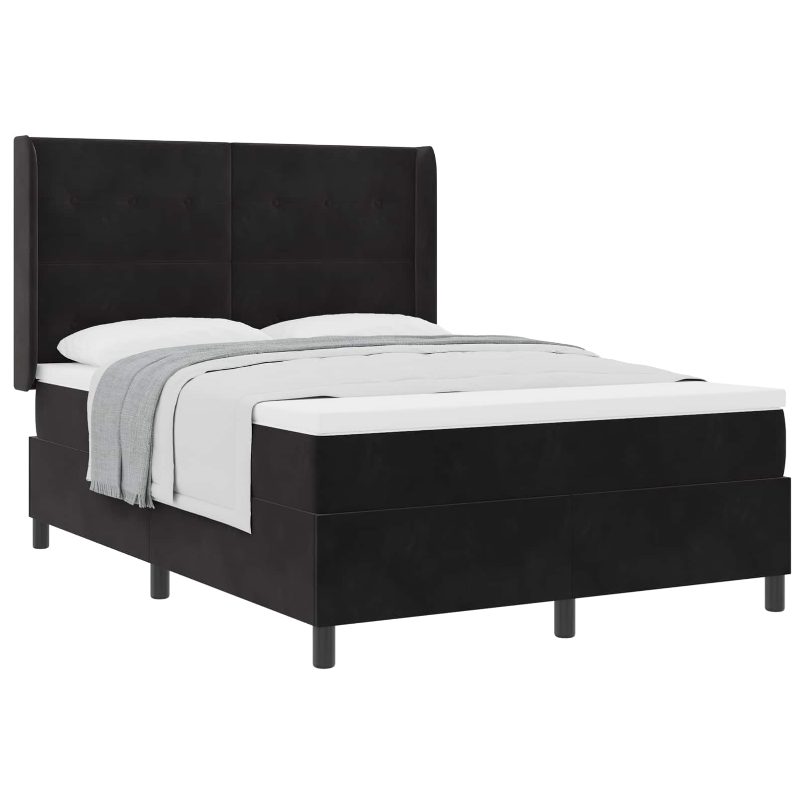 Letto a molle con testiera Nero 140 x 190 cm Velluto | homemem39