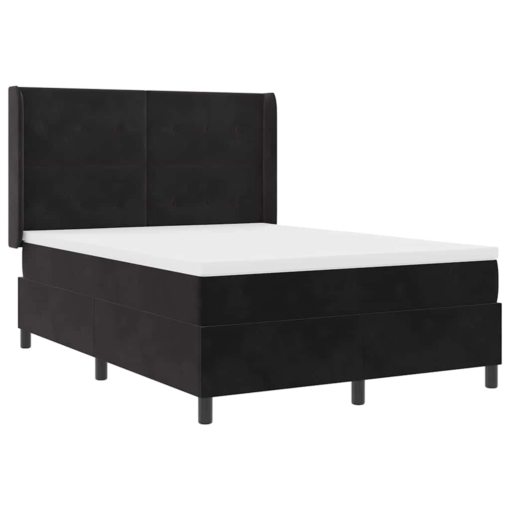 Letto a molle con testiera Nero 140 x 190 cm Velluto | homemem39