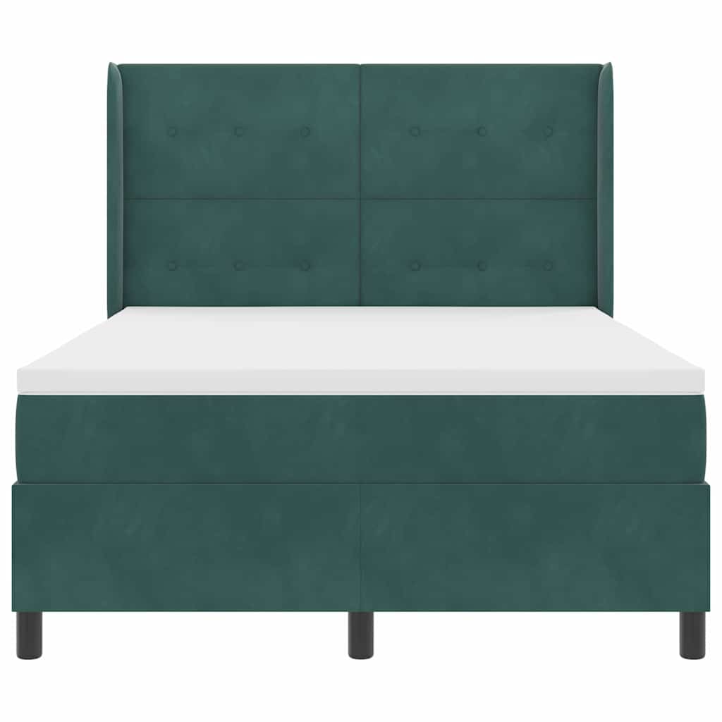 Letto a molle con testiera Verde Scuro 140 x 190 cm Velluto | homemem39