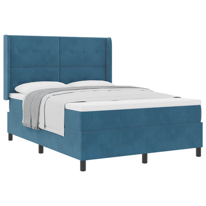 Letto a molle con testiera Blu 140 x 190 cm Velluto | homemem39