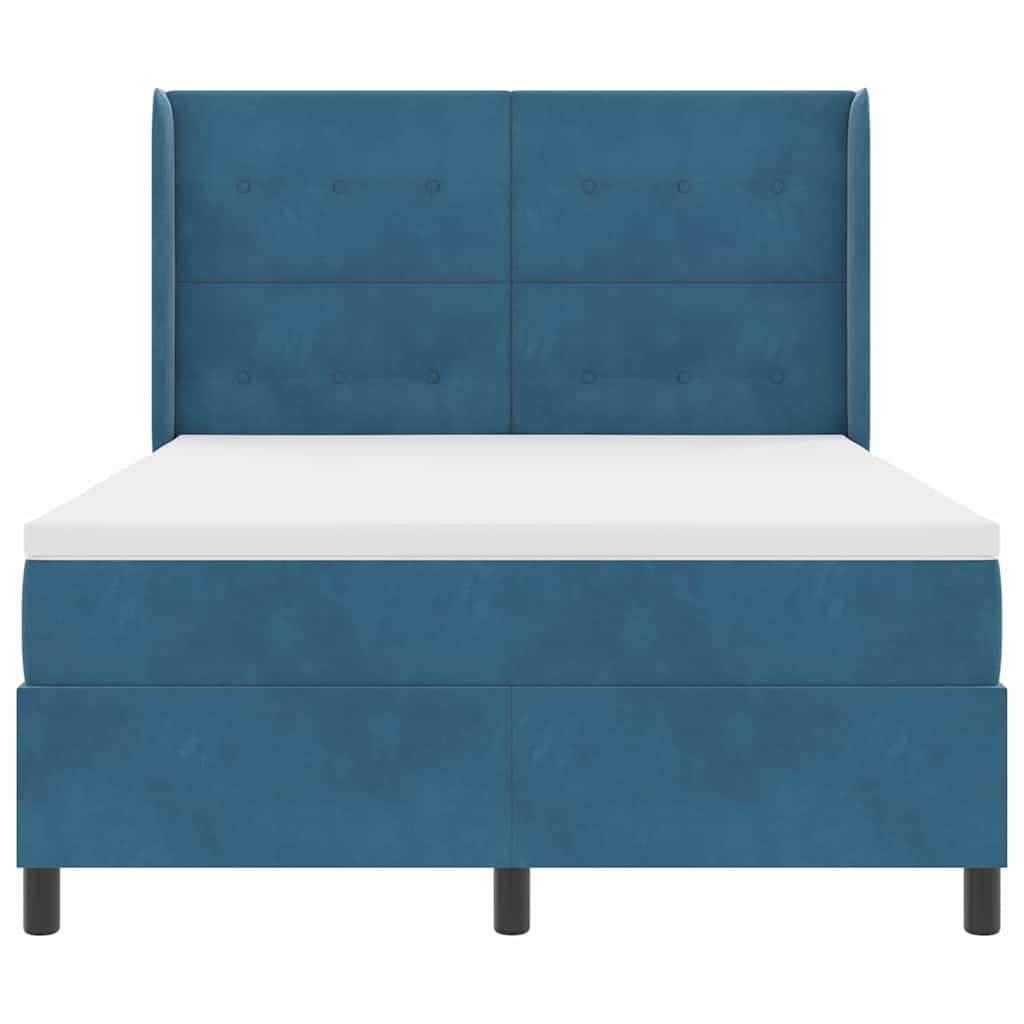 Letto a molle con testiera Blu 140 x 190 cm Velluto | homemem39