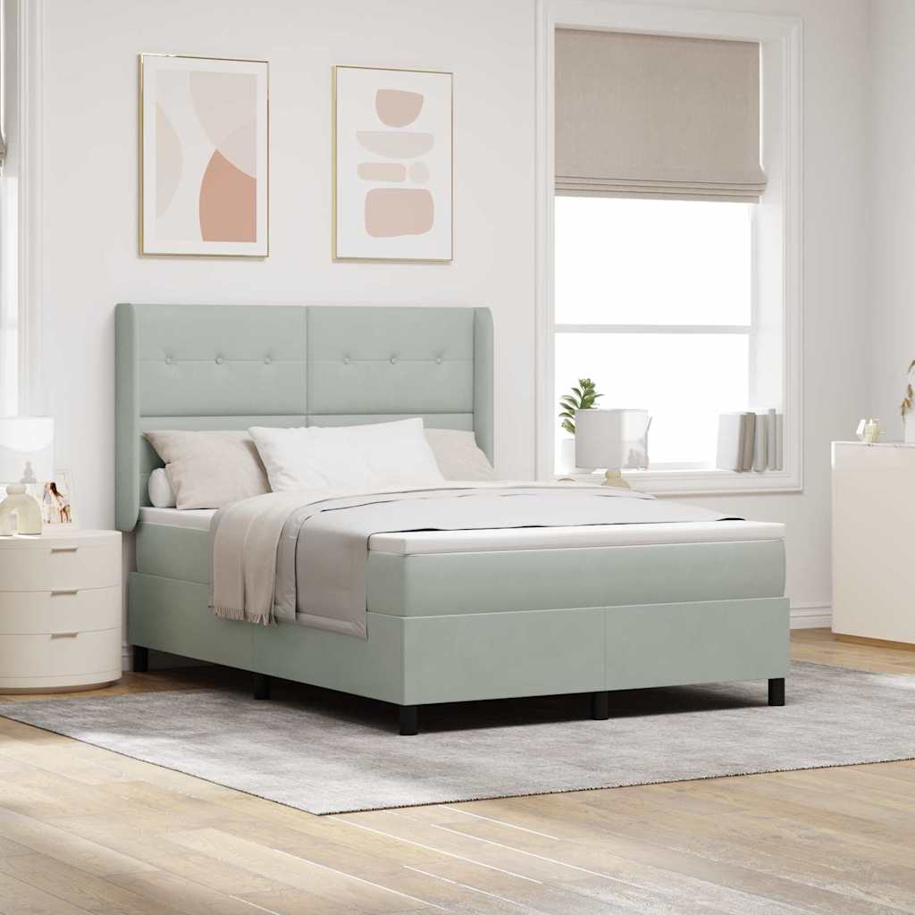 Letto a molle con testiera Grigio chiaro 140 x 200 cm Velluto | homemem39