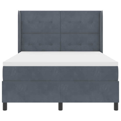 Letto a molle con testiera Grigio scuro 140 x 200 cm Velluto | homemem39