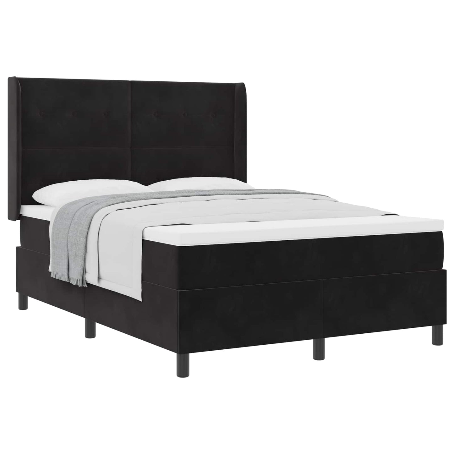 Letto a molle con testiera Nero 140 x 200 cm Velluto | homemem39