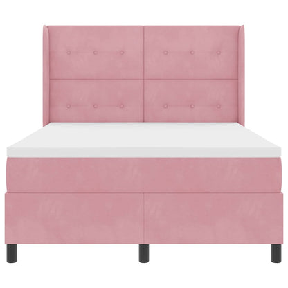 Letto a molle con testiera Rosa 140 x 200 cm Velluto | homemem39