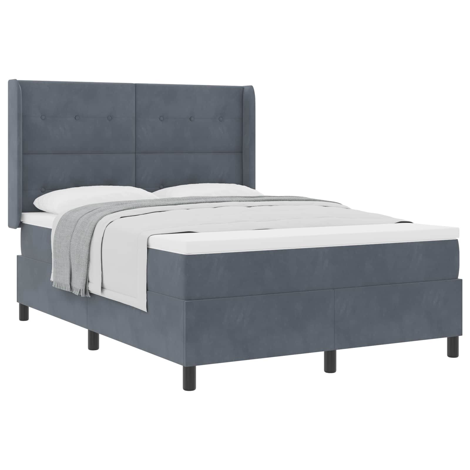 Letto a molle con testiera Grigio scuro 160 x 200 cm Velluto | homemem39