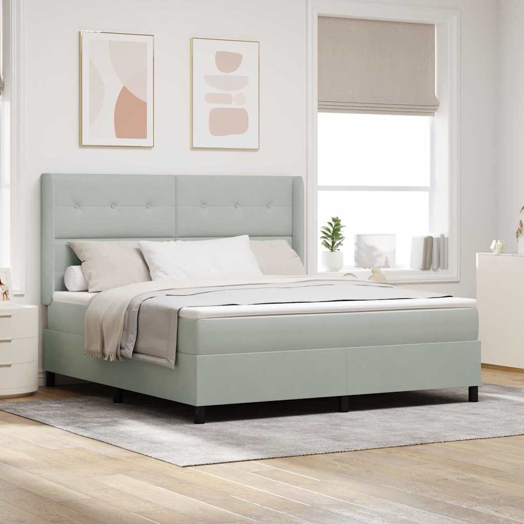 Letto a molle con testiera Grigio chiaro 180 x 200 cm Velluto | homemem39