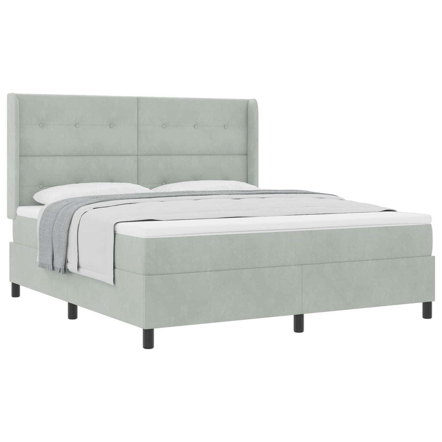 Letto a molle con testiera Grigio chiaro 180 x 200 cm Velluto | homemem39