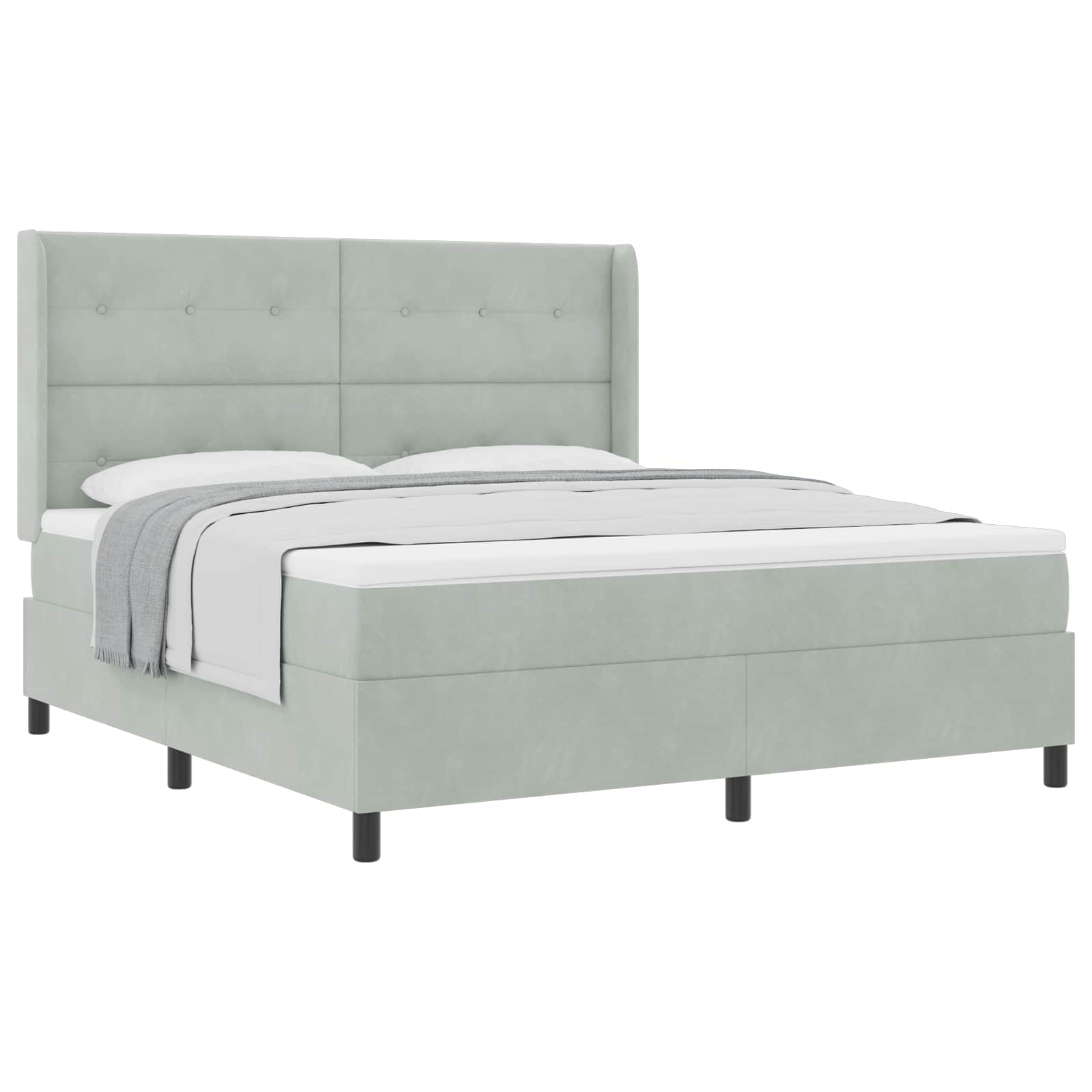 Letto a molle con testiera Grigio chiaro 180 x 200 cm Velluto | homemem39