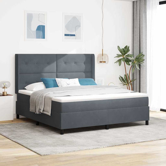 Letto a molle con testiera Grigio scuro 180 x 200 cm Velluto | homemem39