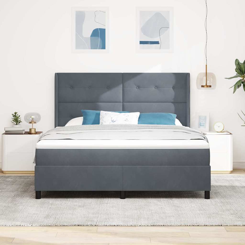 Letto a molle con testiera Grigio scuro 180 x 200 cm Velluto | homemem39