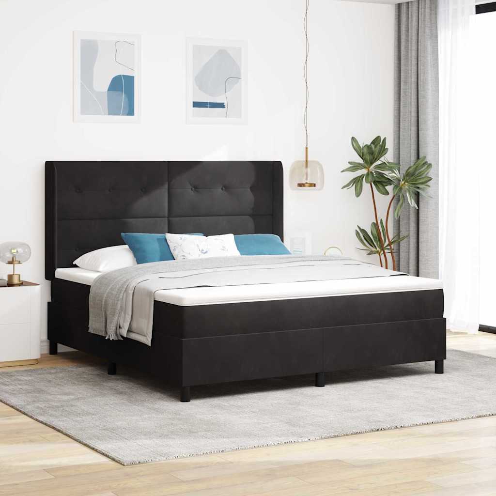Letto a molle con testiera Nero 180 x 200 cm Velluto | homemem39
