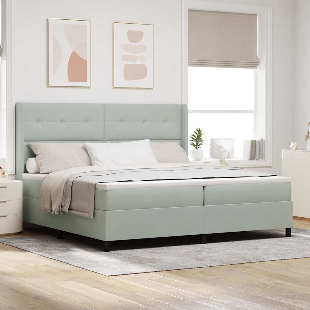 Letto a molle con testiera Grigio chiaro 200 x 200 cm Velluto | homemem39