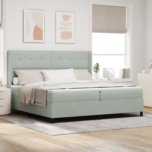 Letto a molle con testiera Grigio chiaro 200 x 200 cm Velluto | homemem39