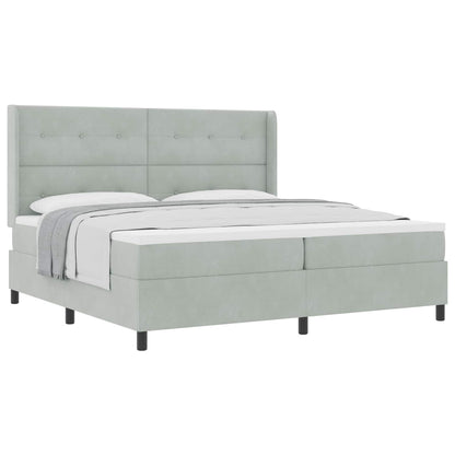 Letto a molle con testiera Grigio chiaro 200 x 200 cm Velluto | homemem39