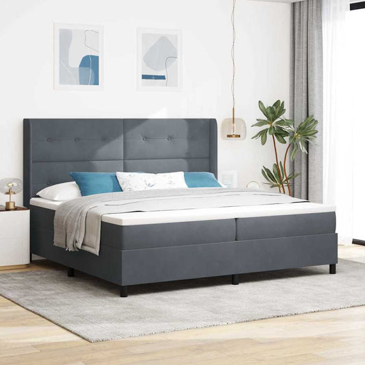 Letto a molle con testiera Grigio scuro 200 x 200 cm Velluto | homemem39