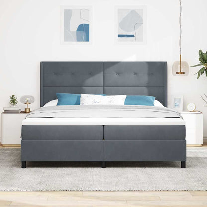 Letto a molle con testiera Grigio scuro 200 x 200 cm Velluto | homemem39
