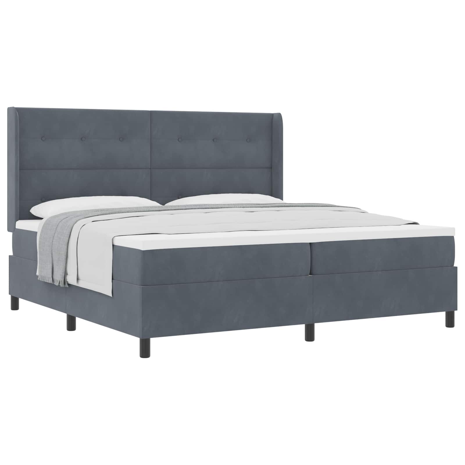Letto a molle con testiera Grigio scuro 200 x 200 cm Velluto | homemem39