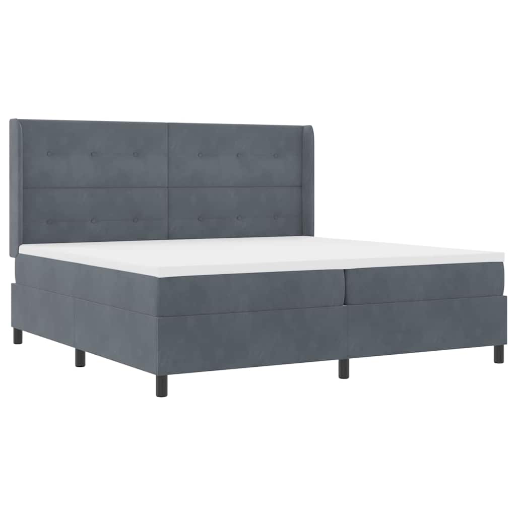 Letto a molle con testiera Grigio scuro 200 x 200 cm Velluto | homemem39