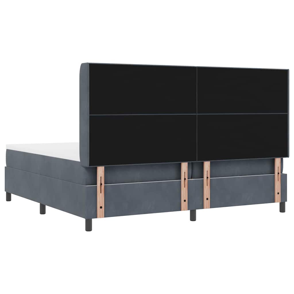 Letto a molle con testiera Grigio scuro 200 x 200 cm Velluto | homemem39