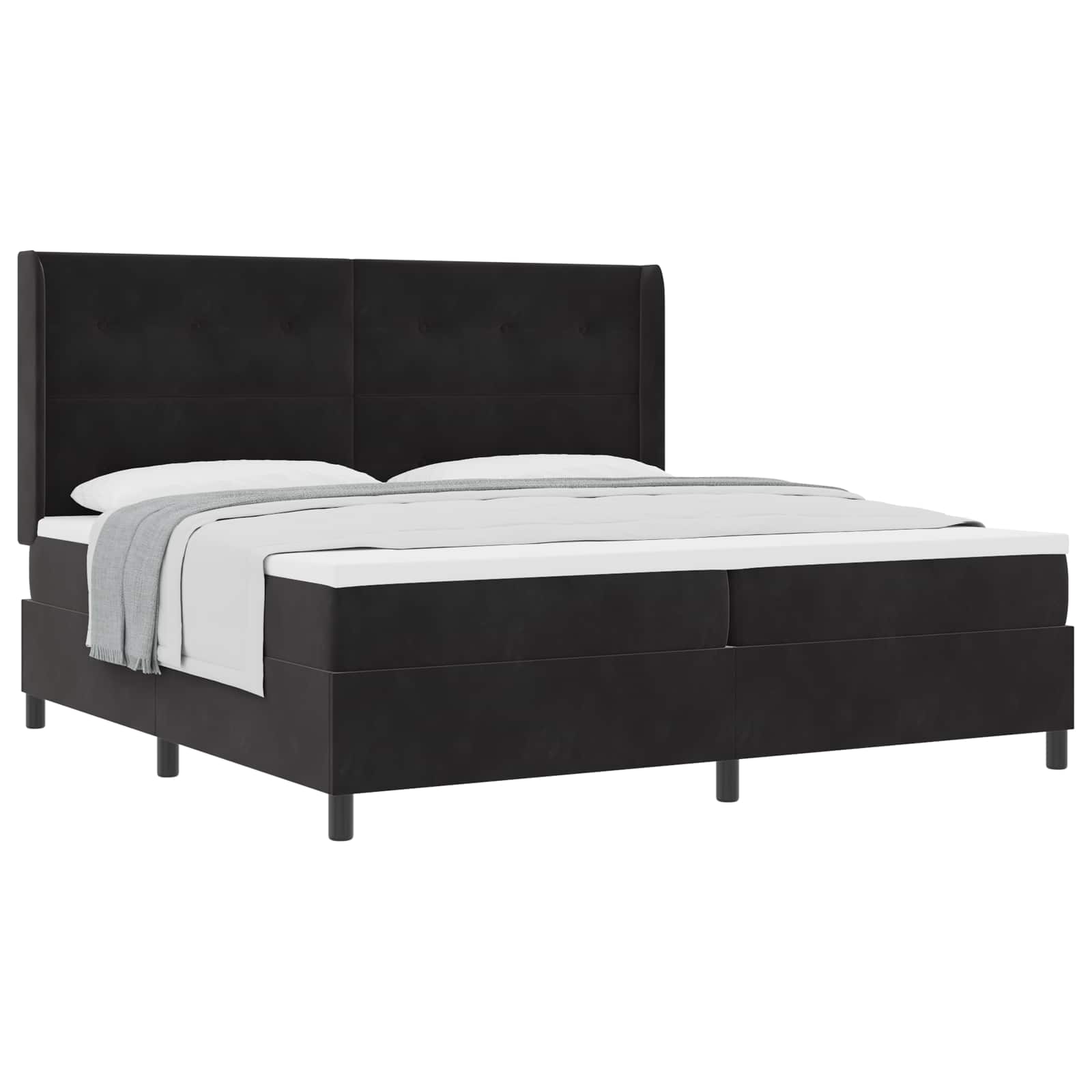 Letto a molle con testiera Nero 200 x 200 cm Velluto | homemem39
