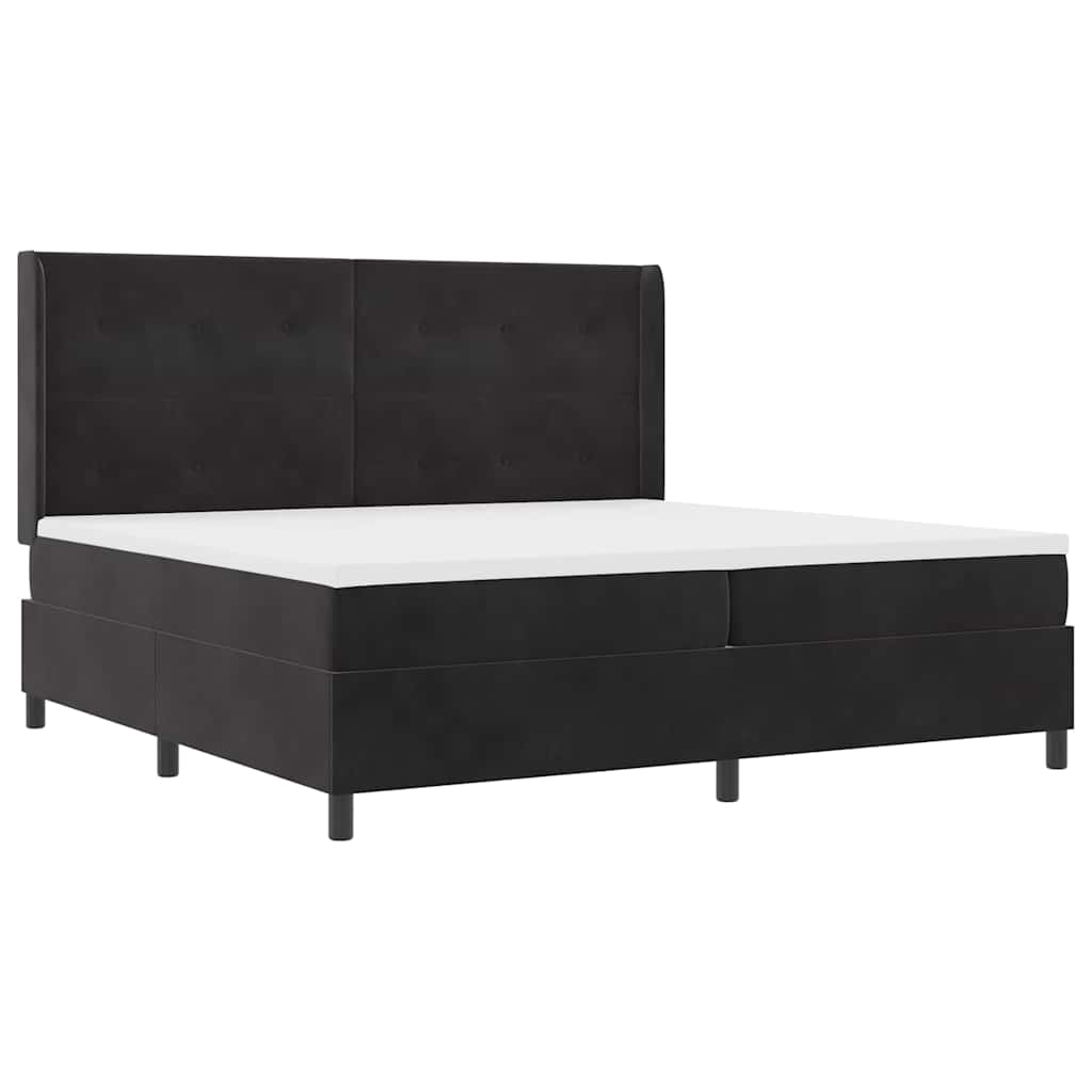 Letto a molle con testiera Nero 200 x 200 cm Velluto | homemem39