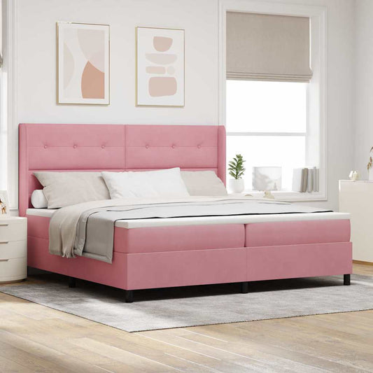 Letto a molle con testiera Rosa 200 x 200 cm Velluto | homemem39