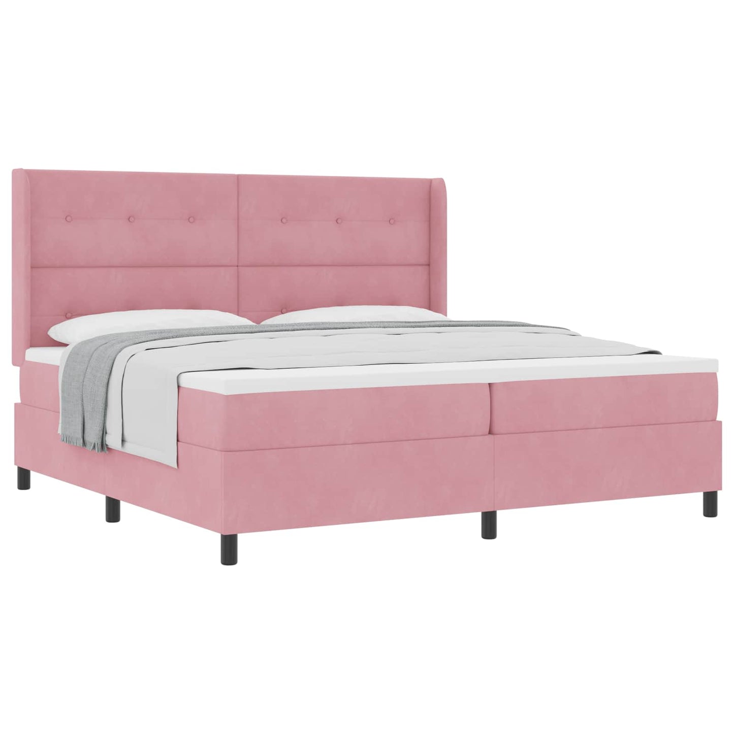 Letto a molle con testiera Rosa 200 x 200 cm Velluto | homemem39