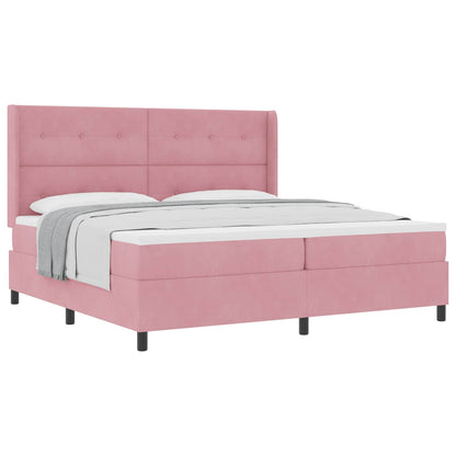 Letto a molle con testiera Rosa 200 x 200 cm Velluto | homemem39