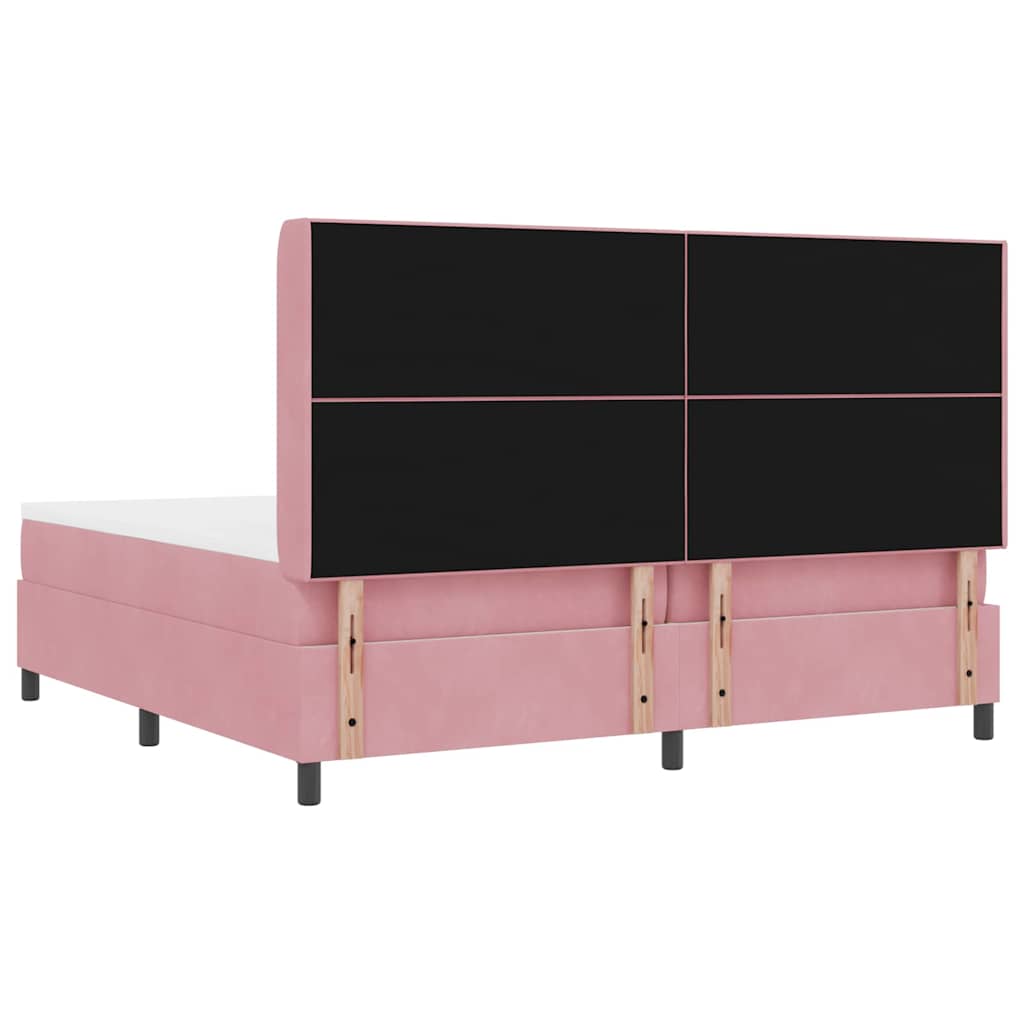 Letto a molle con testiera Rosa 200 x 200 cm Velluto | homemem39