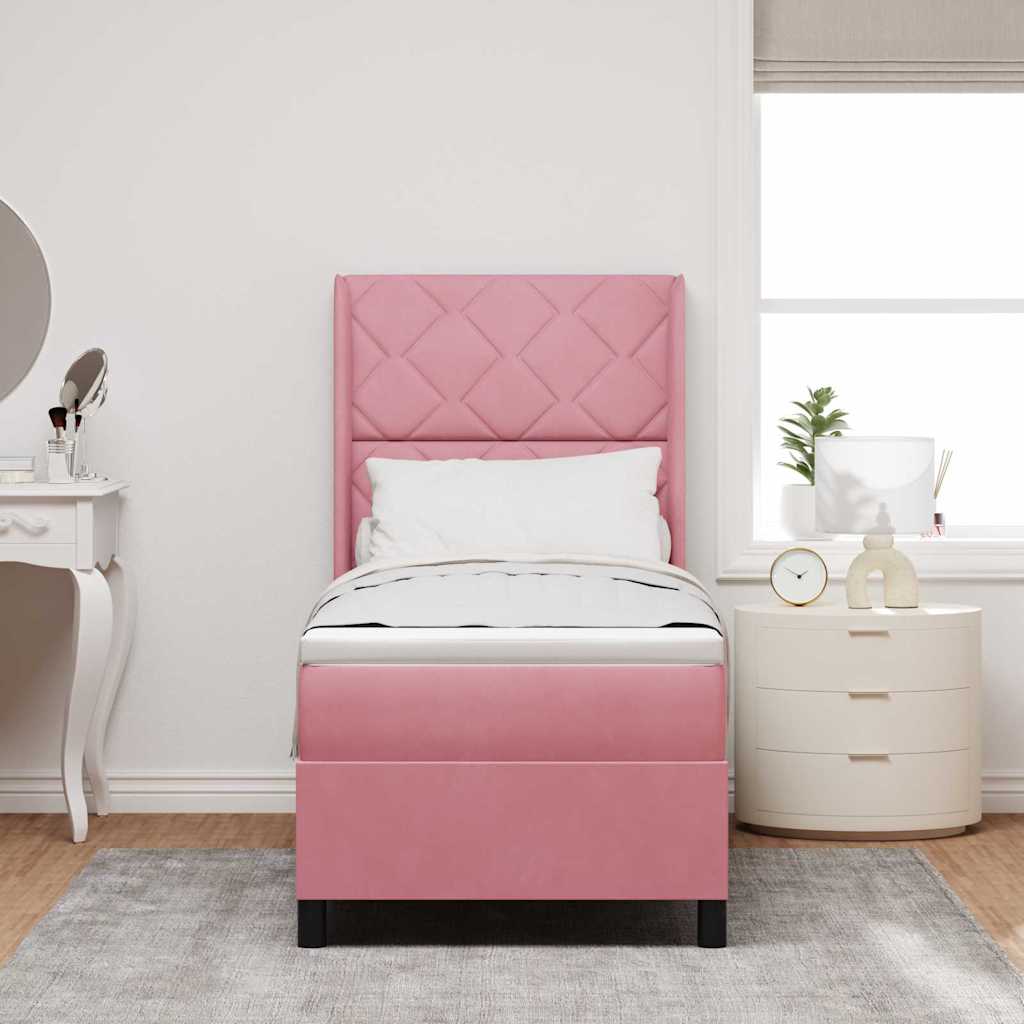Letto a molle con testiera Rosa 80 x 200 cm Velluto | homemem39
