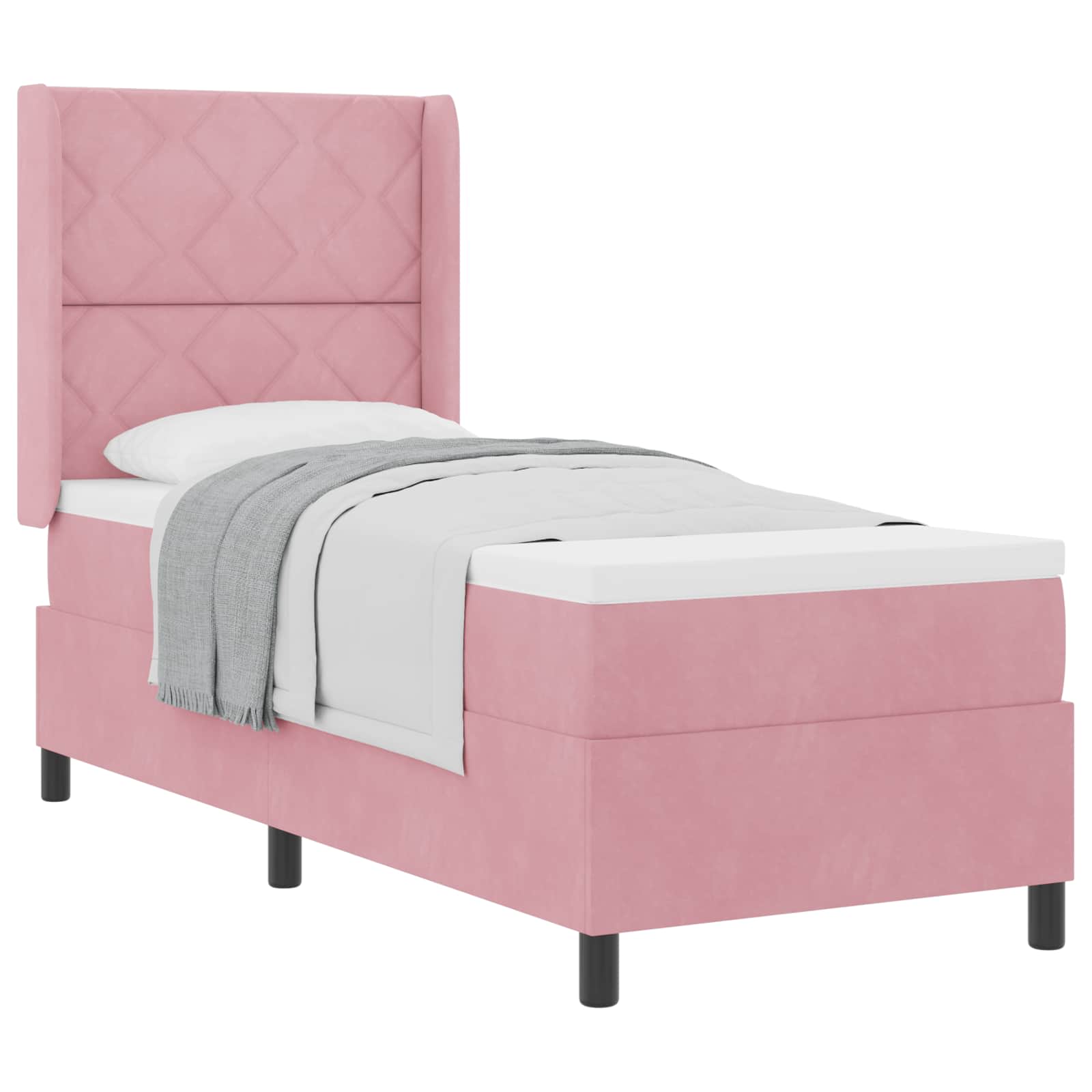 Letto a molle con testiera Rosa 80 x 200 cm Velluto | homemem39