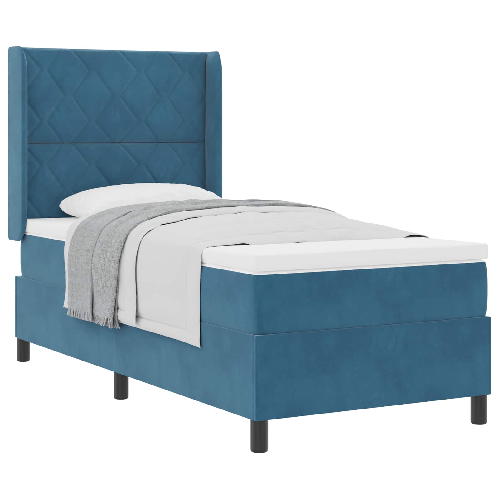 Letto a molle con testiera Blu 90 x 190 cm Velluto | homemem39