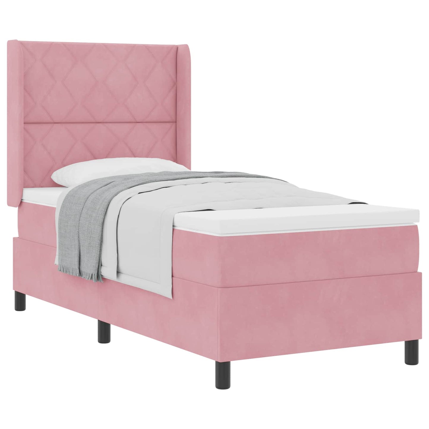 Letto a molle con testiera Rosa 90 x 200 cm Velluto | homemem39